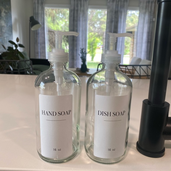 16oz refillable glass Hand and dish soap set - Picture 1 of 3